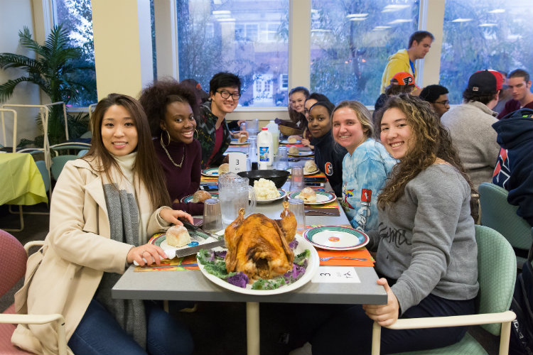 Students enjoying Servo Thanksgiving.